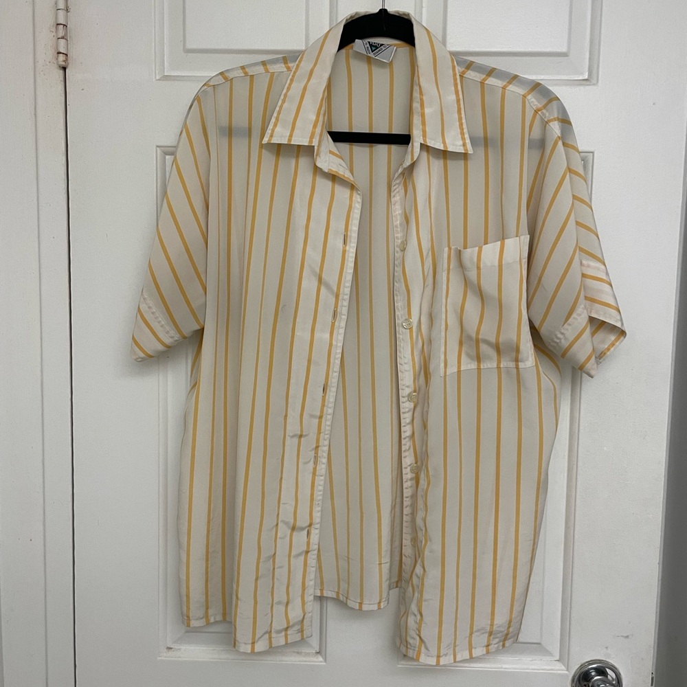 Yellow and White Casual Button Down Shirt